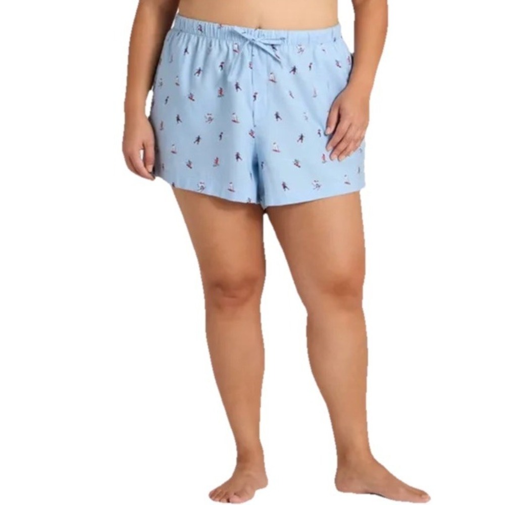 Women's Auden Blue Skiing Winter Sports Flannel Pajama Shorts Size XL NWT